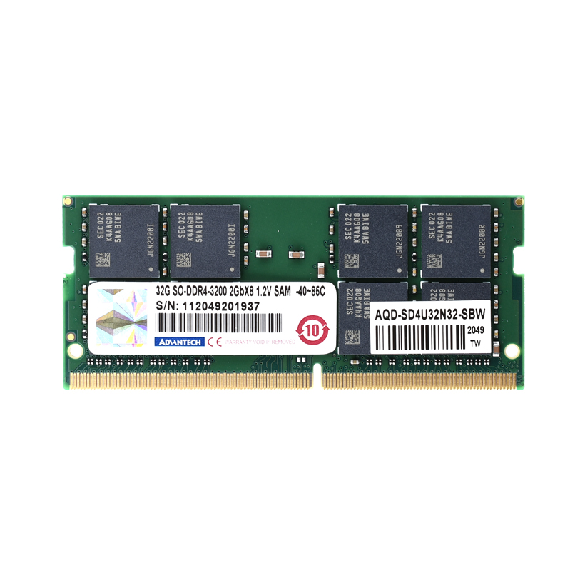 AQD-SD4U32N32-SBW - Advantech 32G SO-DDR4-3200 2GbX8 1.2V SAM -40~85C - 研华